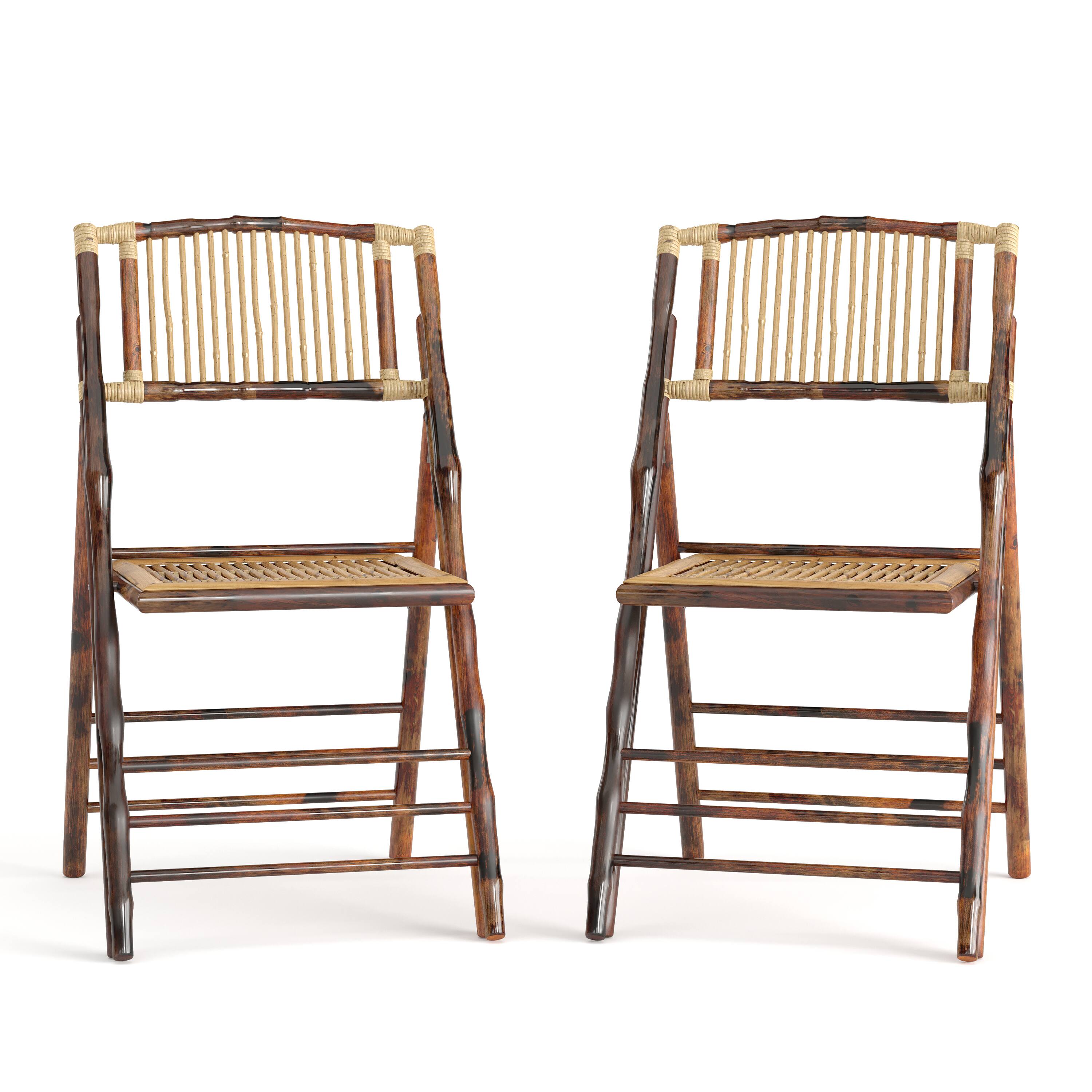 Front. Emma + Oliver - Bamboo Folding Chairs | Set of 2 Bamboo Wood Folding Chairs - Bamboo.