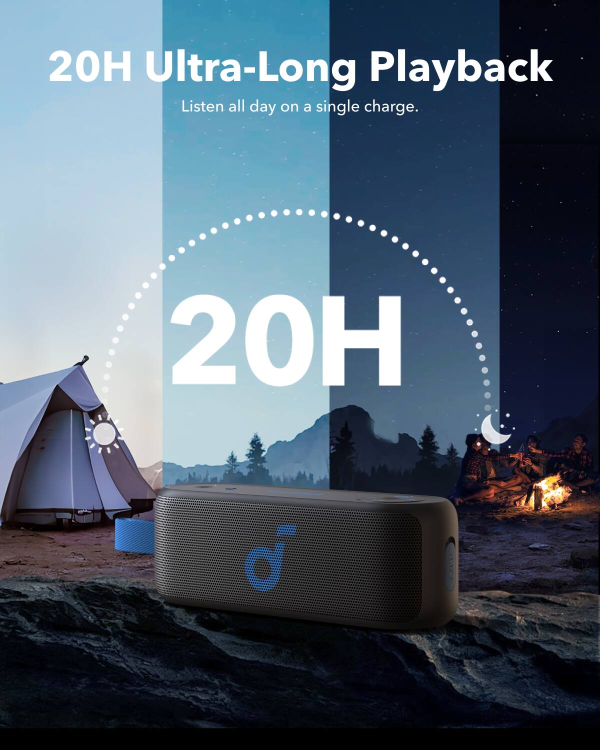 20H Ultra-Long Playback: Listen all day on a single charge.