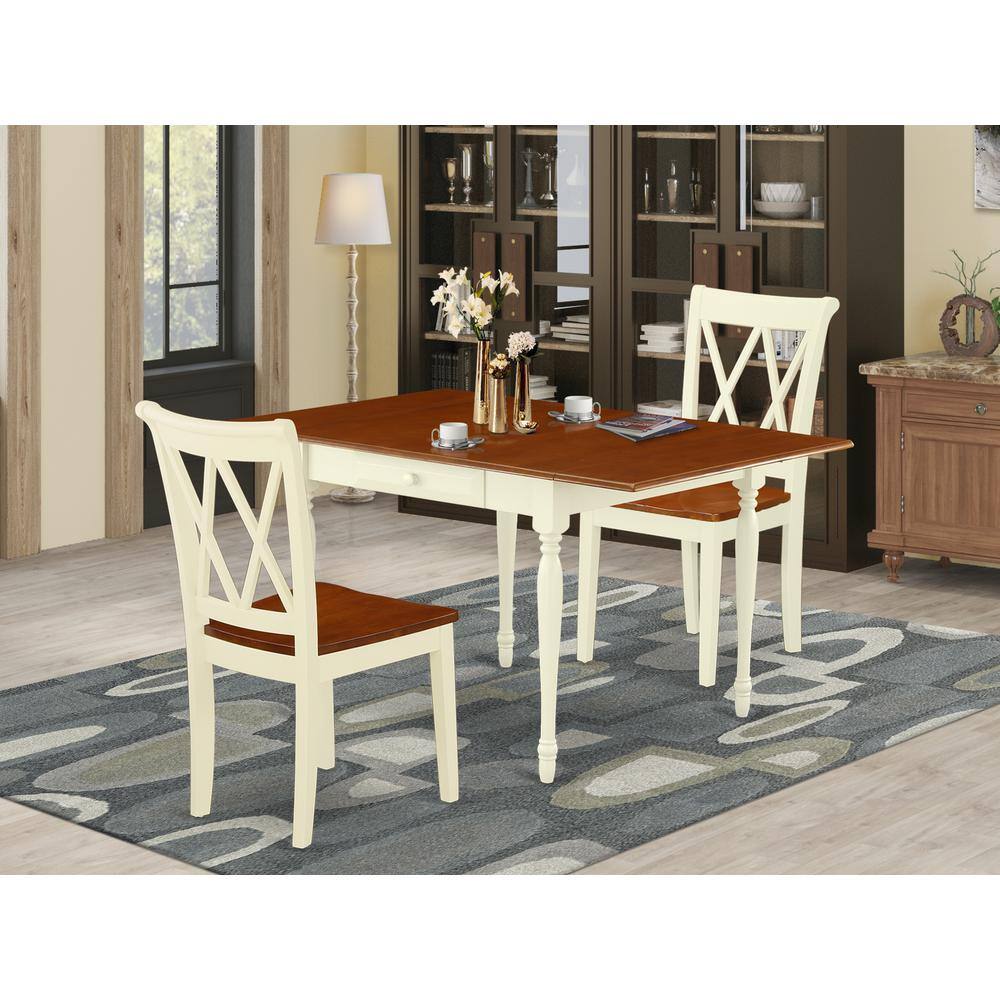 Left. East West Furniture - Dining Room Set Buttermilk & Cherry - Brown.