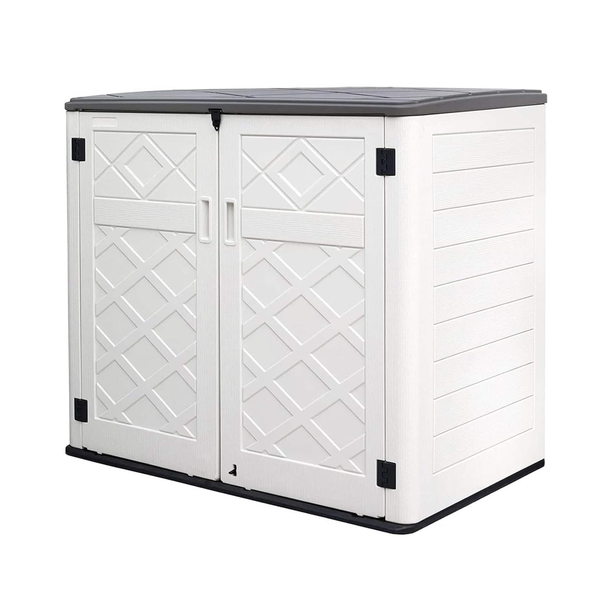 Yardgrace - Outdoor Storage Shed 358 Gal. 53.15 in. x 33.07 in. x 46.85 in. Resin Large Waterproof Deck Box Shed - White No shelves