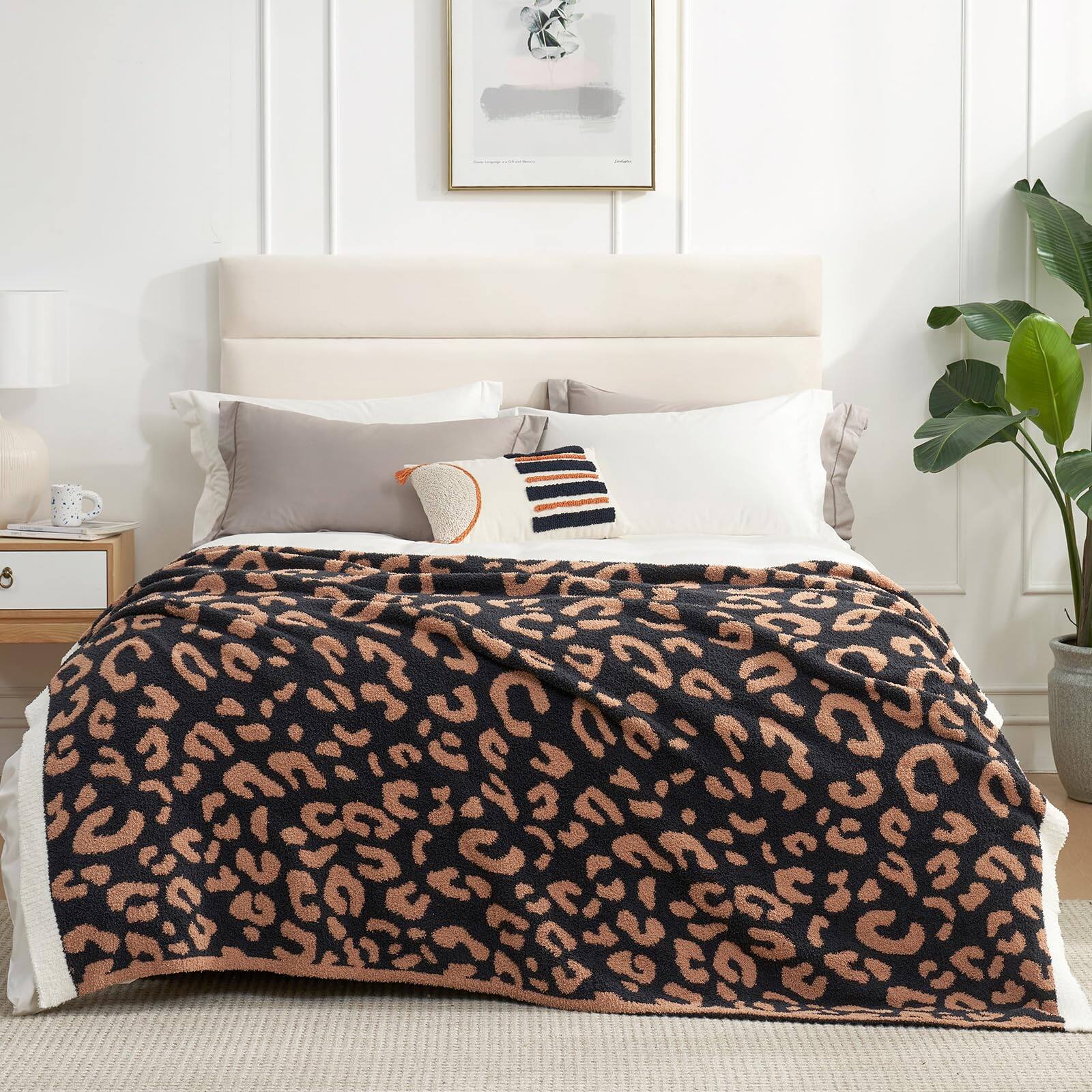 Alt View 5. Dapper Styles - Ultra Soft Oversized Bedding Blanket Leopard Pattern Throw Blankets For Bed Sofa Couch 60x80 Inches - Sage Green Flower-Throw(50"x60").
