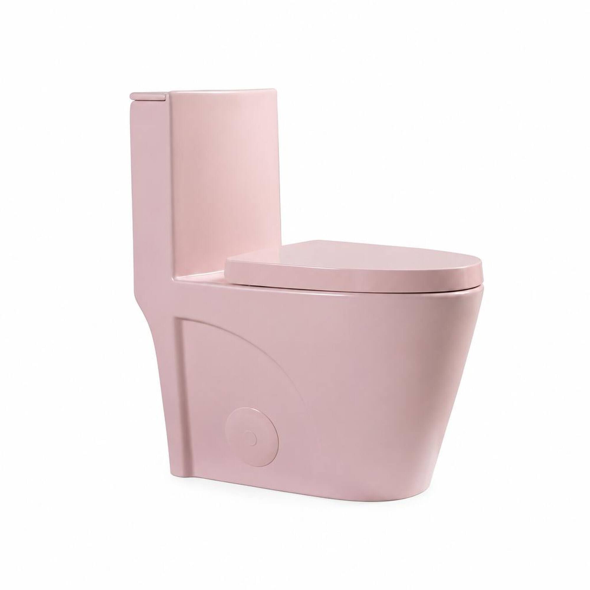 Front. RYHNUYNE - One Piece Toilet, Dual Flush Elongated Comfort Height Floor Mounted Soft Close Seat 1000 Gram Flush Score - Rose Pink.