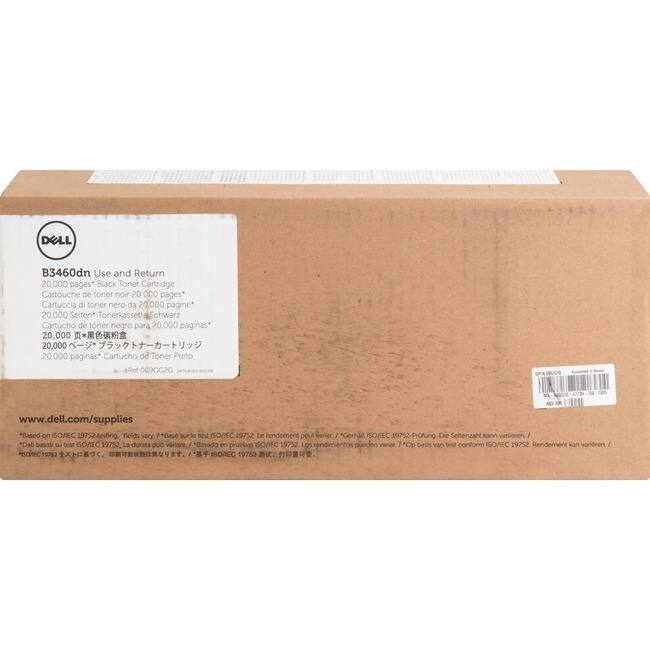 DELL B3460dn Use and Return  
20,000 pages* Black Toner Cartridge  
Cartouche de toner noir 20,000 pages*  
Cartuccia di toner nero da 20,000 pagine*  
20,000 Seiten*  
Tonerkaset Echwarz  
Cartucho de toner negro para 20,000 páginas*  
20,000 páginas  
Cartucho de Toner Preto Ref 069GG2G  

www.dell.com/supplies  

*Based on ISO/IEC 19752 testing. Yields vary.  
Basé sur le test ISO/IEC 19752. Les rendements peuvent varier.  
Gemäß OE 19752-Prüfung. Die Seitenzahl kann variieren.  
Dati basati su test ISO/IEC 19752. I rendimenti possono variare.  
Basado en pruebas ISO/IEC 19752. Los rendimientos pueden variar.  
Op basis van test conform ISO/IEC