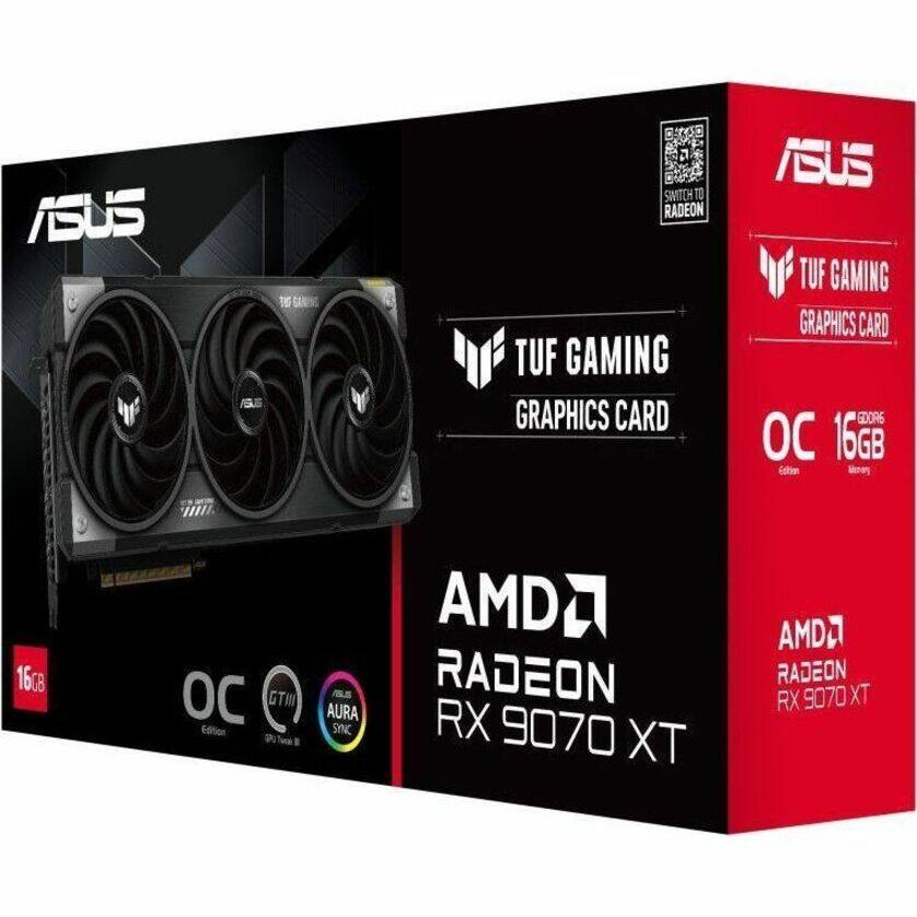 ASUS TUF GAMING GRAPHICS CARD  
OC 16GB  
AMD RADEON RX 9070 XT  
AURA SYNC  
GAMING  
16GB  
OC Edition  
GAMING  
AURA SYNC