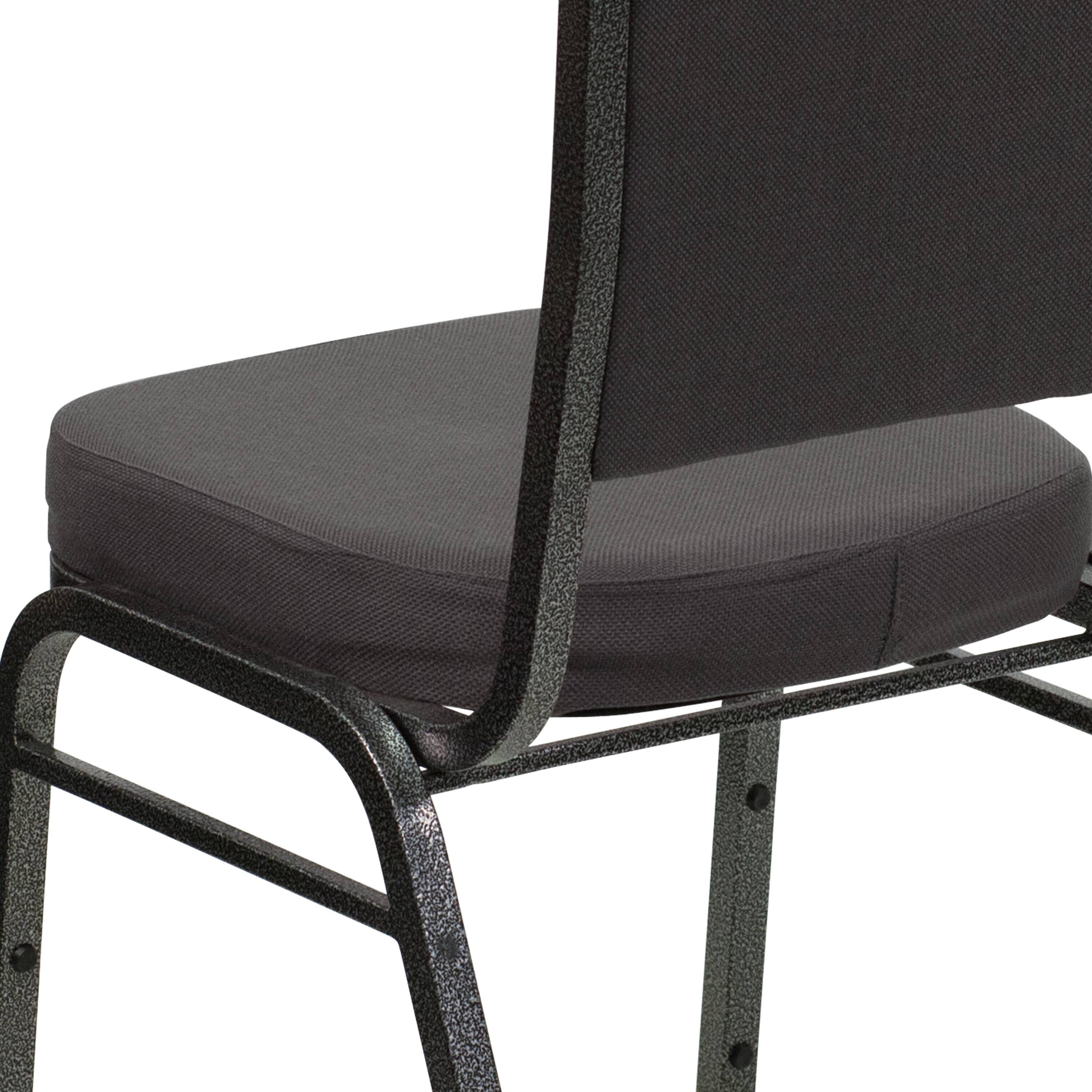 Alt View 10. Emma + Oliver - 4 Pack Crown Back Stacking Banquet Chair - Gray Fabric/Silver Vein Frame.