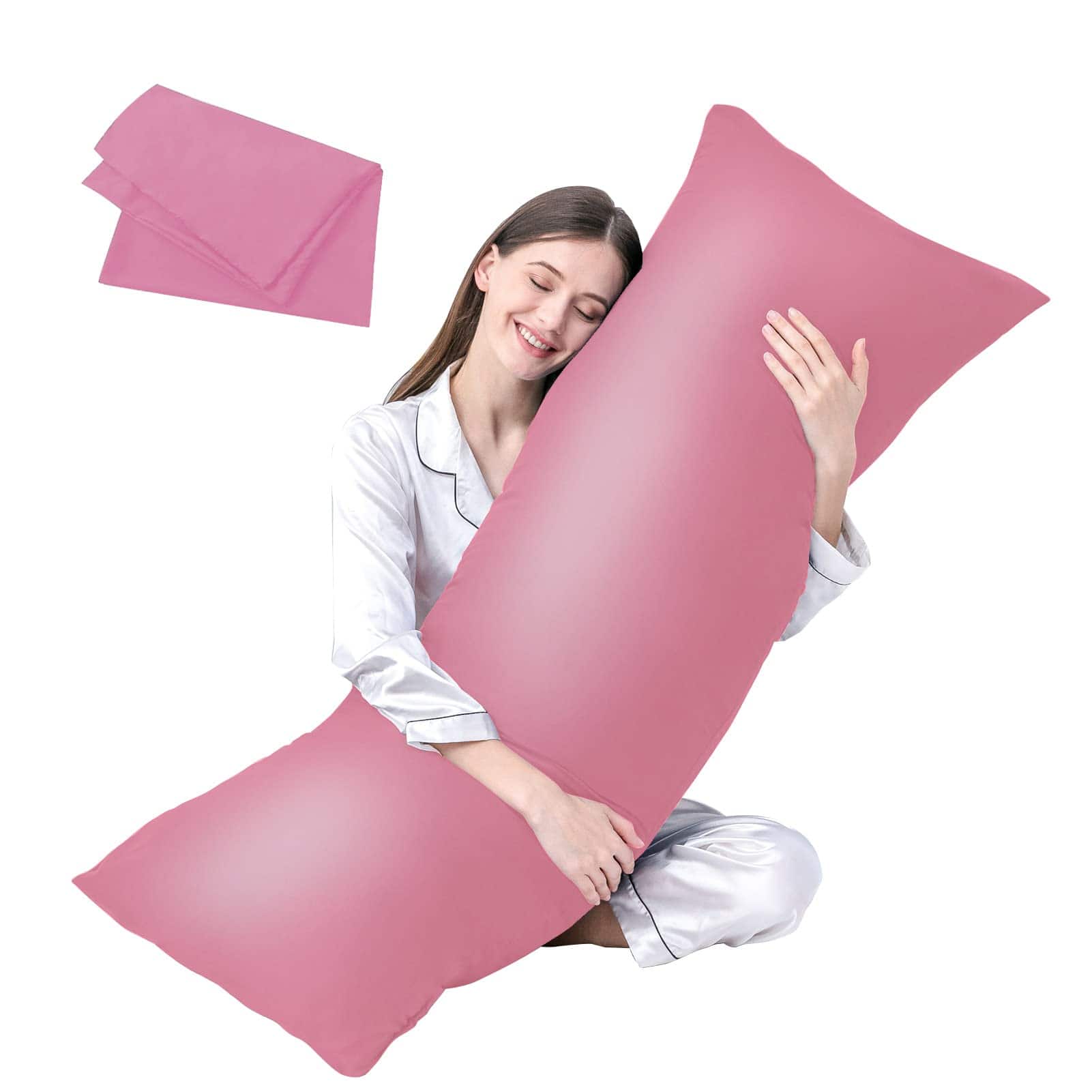 Paradigms Interiors - Large Body Pillow Insert With Cover - Soft Long Bed For Summer Breathable Full Adults 20x Cover - Pink-Insert