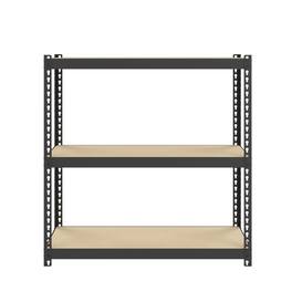 Space Solutions - 1000 Riveted Steel Shelving 3-Shelf Unit, 12D x 30W x 30H, Black - Black