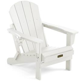 SERWALL - Folding Adirondack Chair, HIPS Adirondack Chairs Outdoor Chairs Weather Resistant Fire Pit Chairs - White