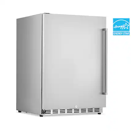 Front. NewAir - 160-Can Built-In Commercial Grade Wine and Beverage Cooler with Weatherproof Design for Indoor or Outdoor Use - Stainless Steel.