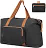 Quick Deer - 60L Foldable Travel Duffel Bag, Large Carry On Luggage Tote for Gym, Weekender, Overnight & Hospital Bag - Black & Brown