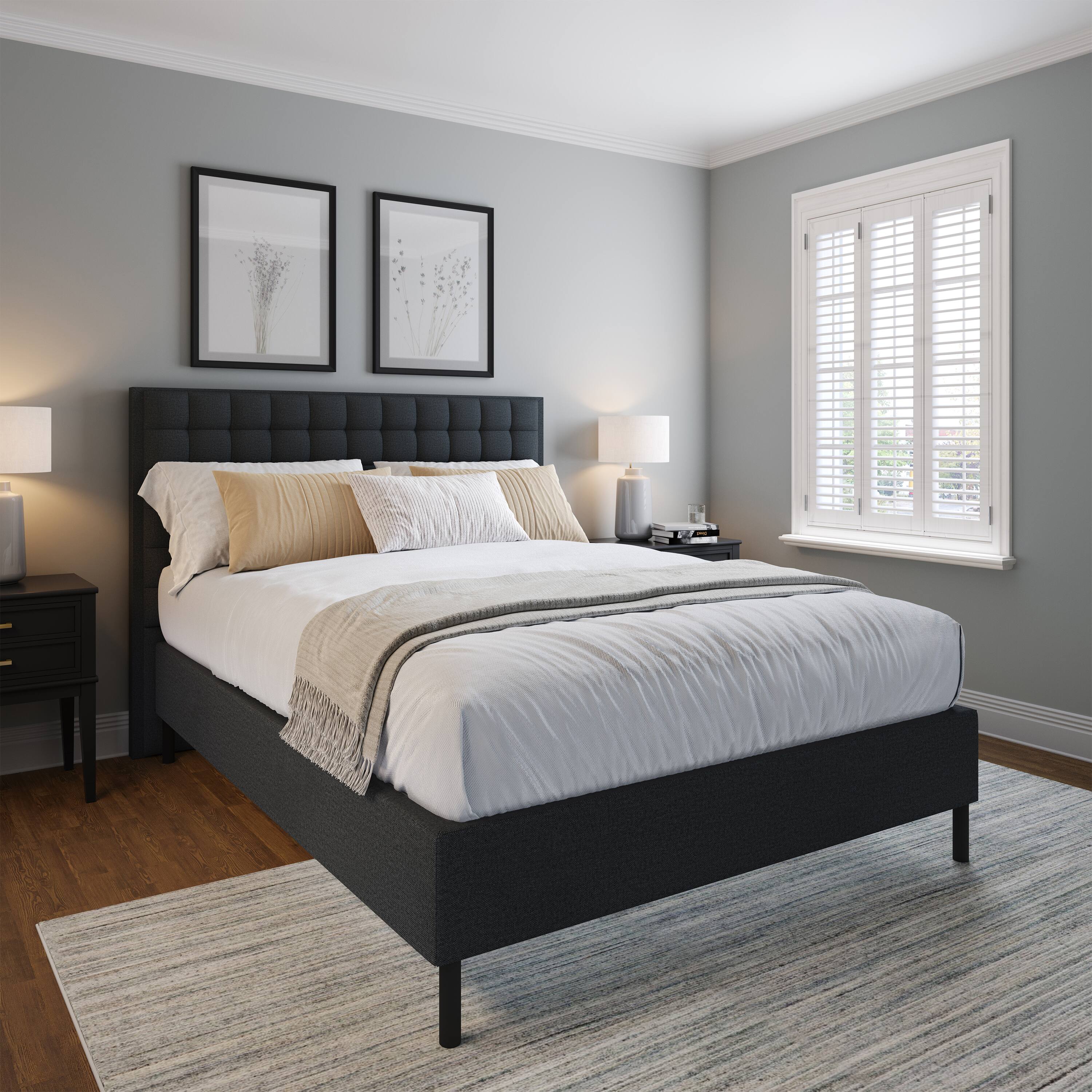 Alt View 9. Boyd Sleep - 2-in-1 Metal Mattress Foundation & Bed Frame, Roll-Out Slats, Removable Legs, Headboard Brackets - Black.