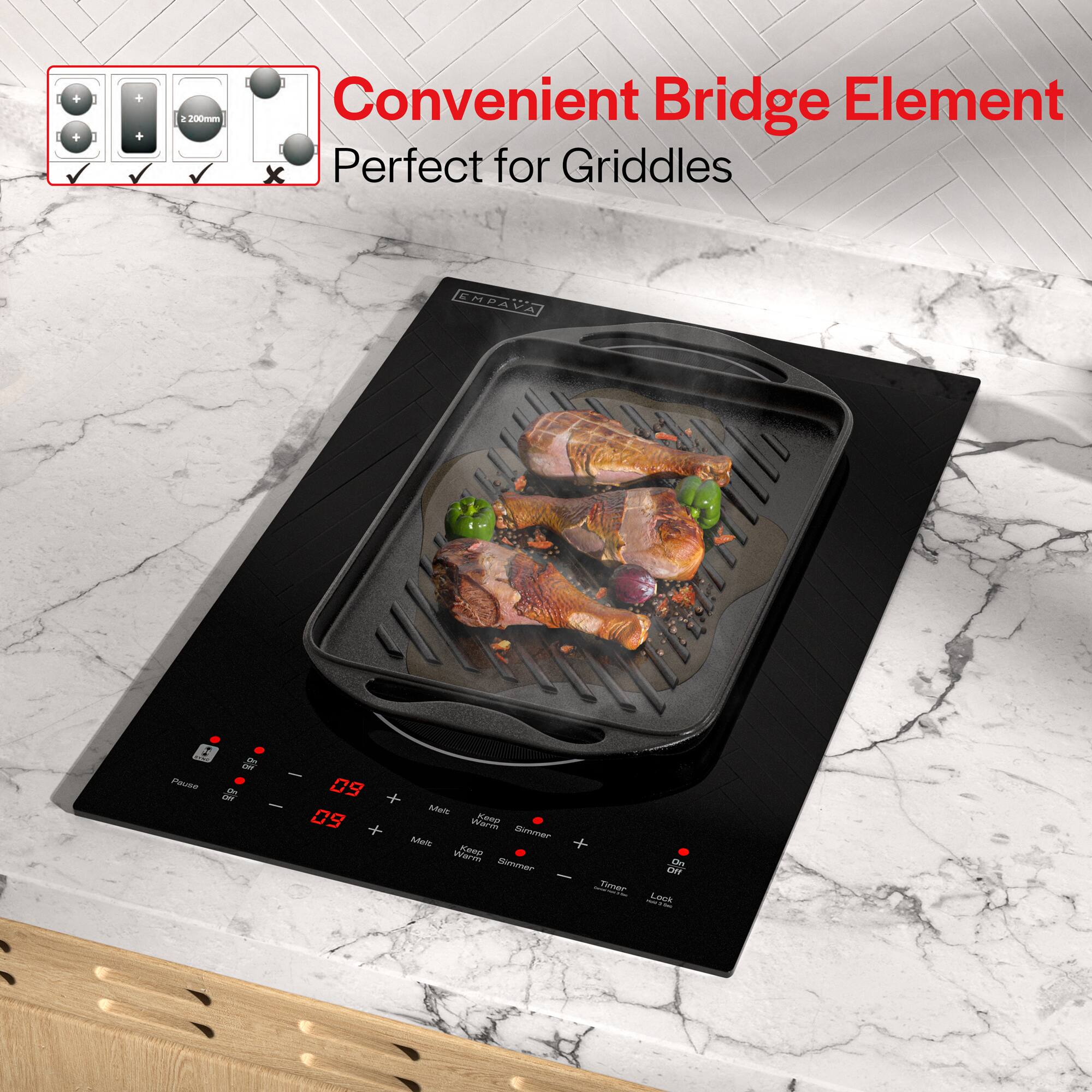 Convenient Bridge Element Perfect for Griddles.