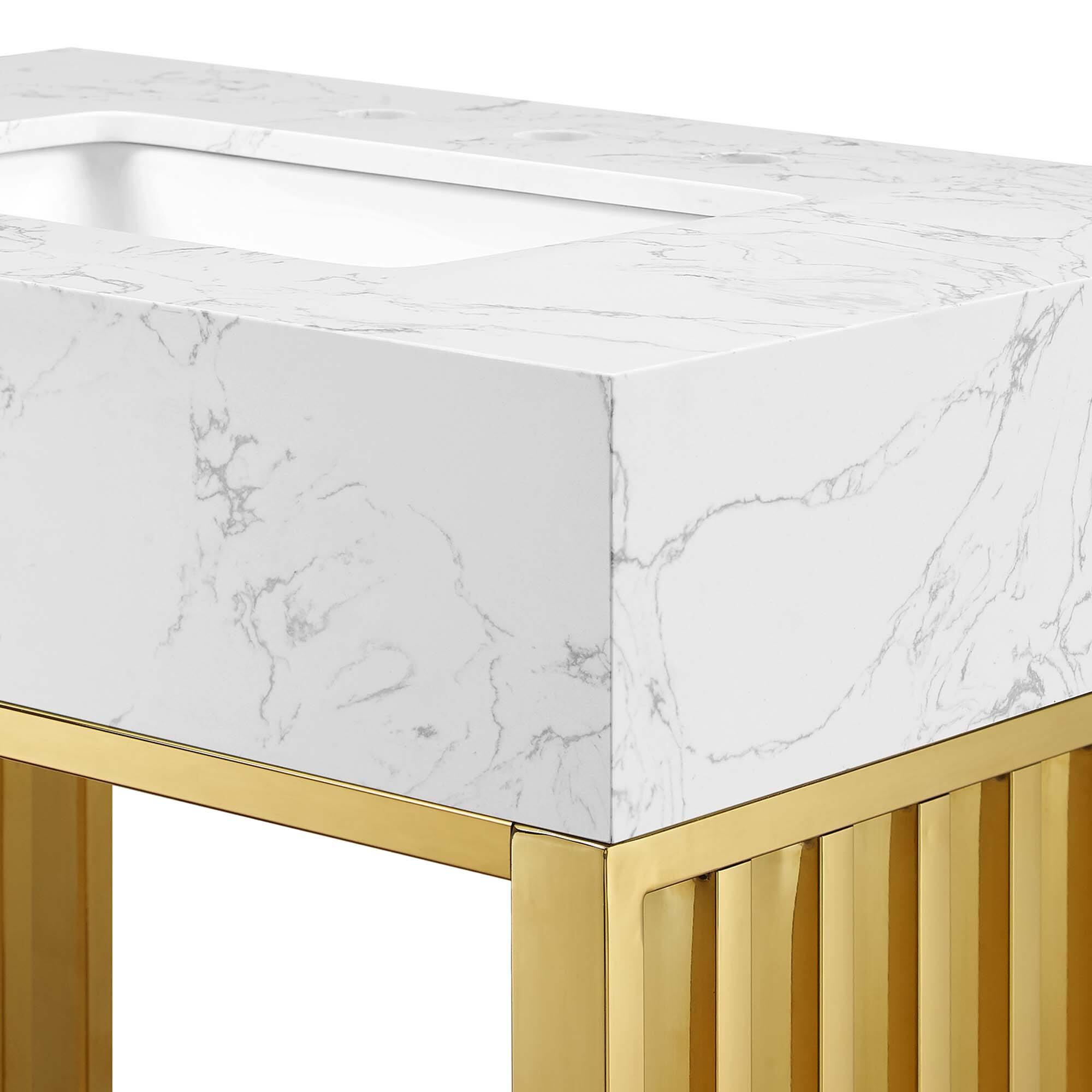 Alt View 4. Modway - Gridiron Bathroom Vanity Basin Included by Modway - White Gold.