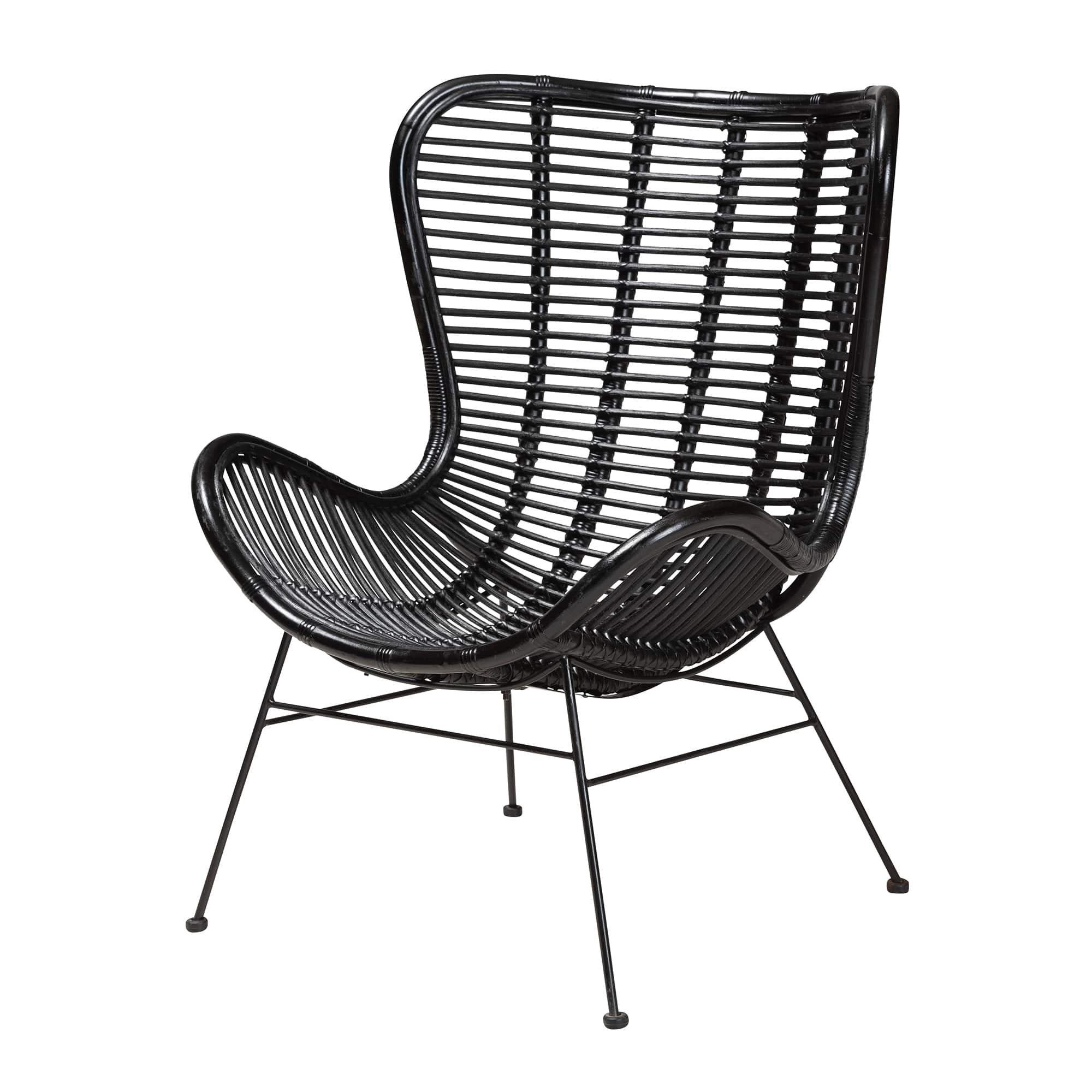 bali & pari - Colorado Modern Bohemian Rattan and Metal Accent Chair - Black