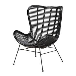 bali & pari - Colorado Modern Bohemian Rattan and Metal Accent Chair - Black