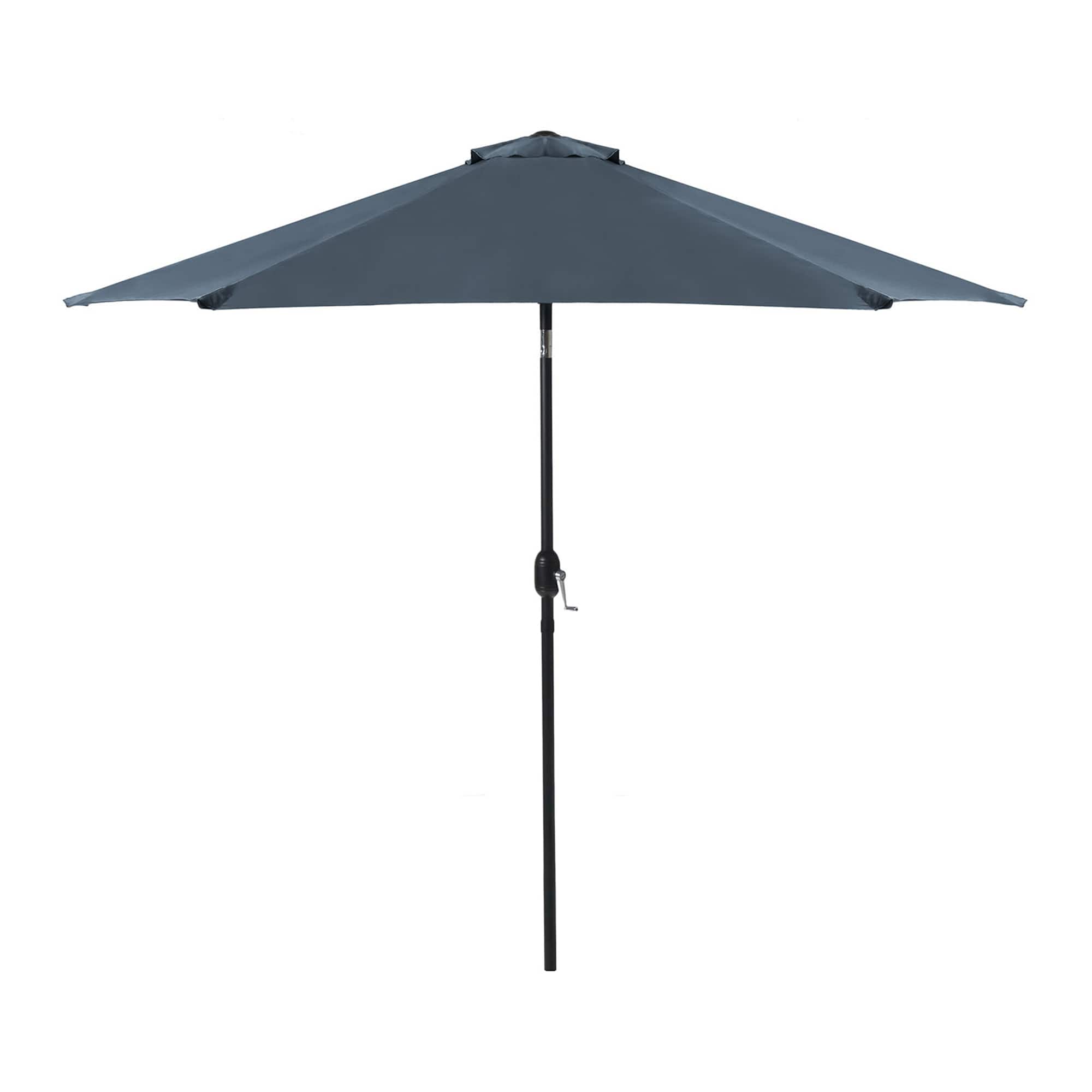 Vaczon - 9' Outdoor Patio Umbrella with Crank Lift and 30° Tilt, UV50+ Market Umbrella with Steel Frame and Polyester - Dark blue-gray
