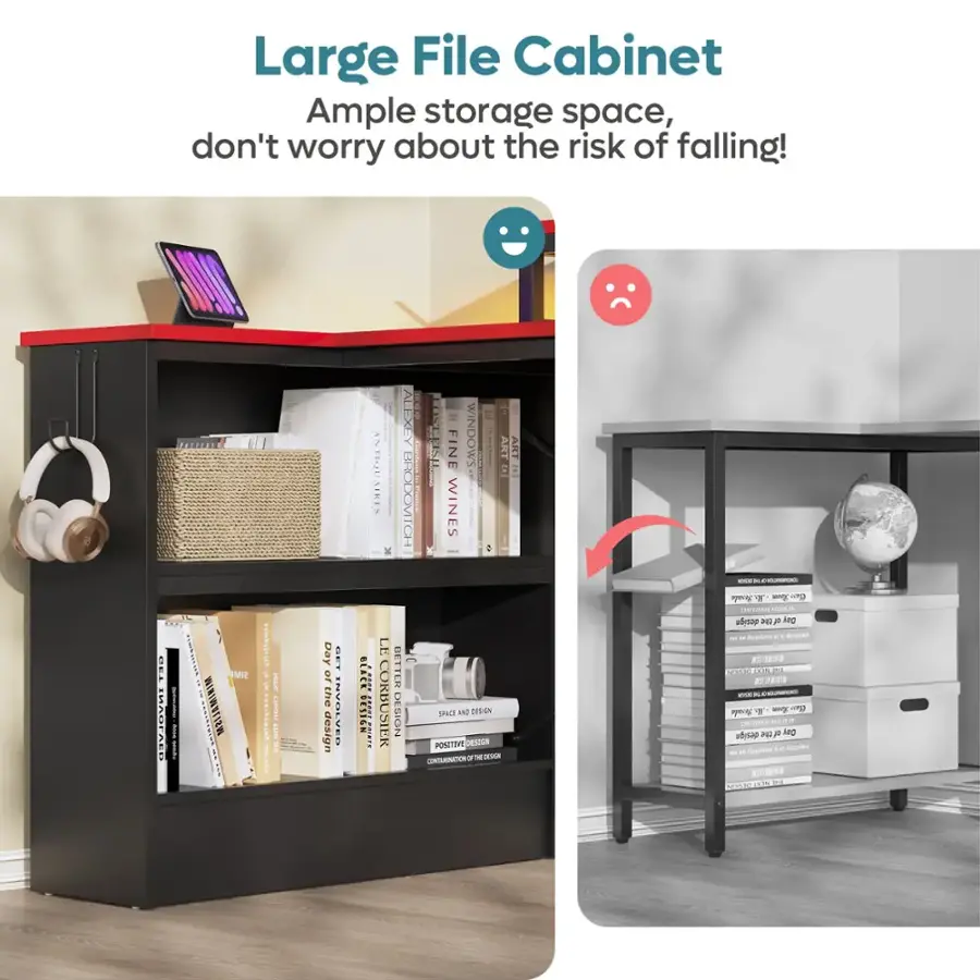 Large File Cabinet: Ample storage space, don't worry about the risk of falling!