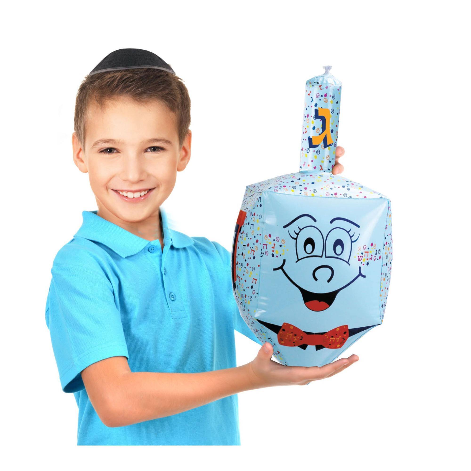 Alt View 2. Rite Lite - Jumbo Smiley Face Dreidel Hanukkah Inflatable - 24" - Blue and Red - Blue.