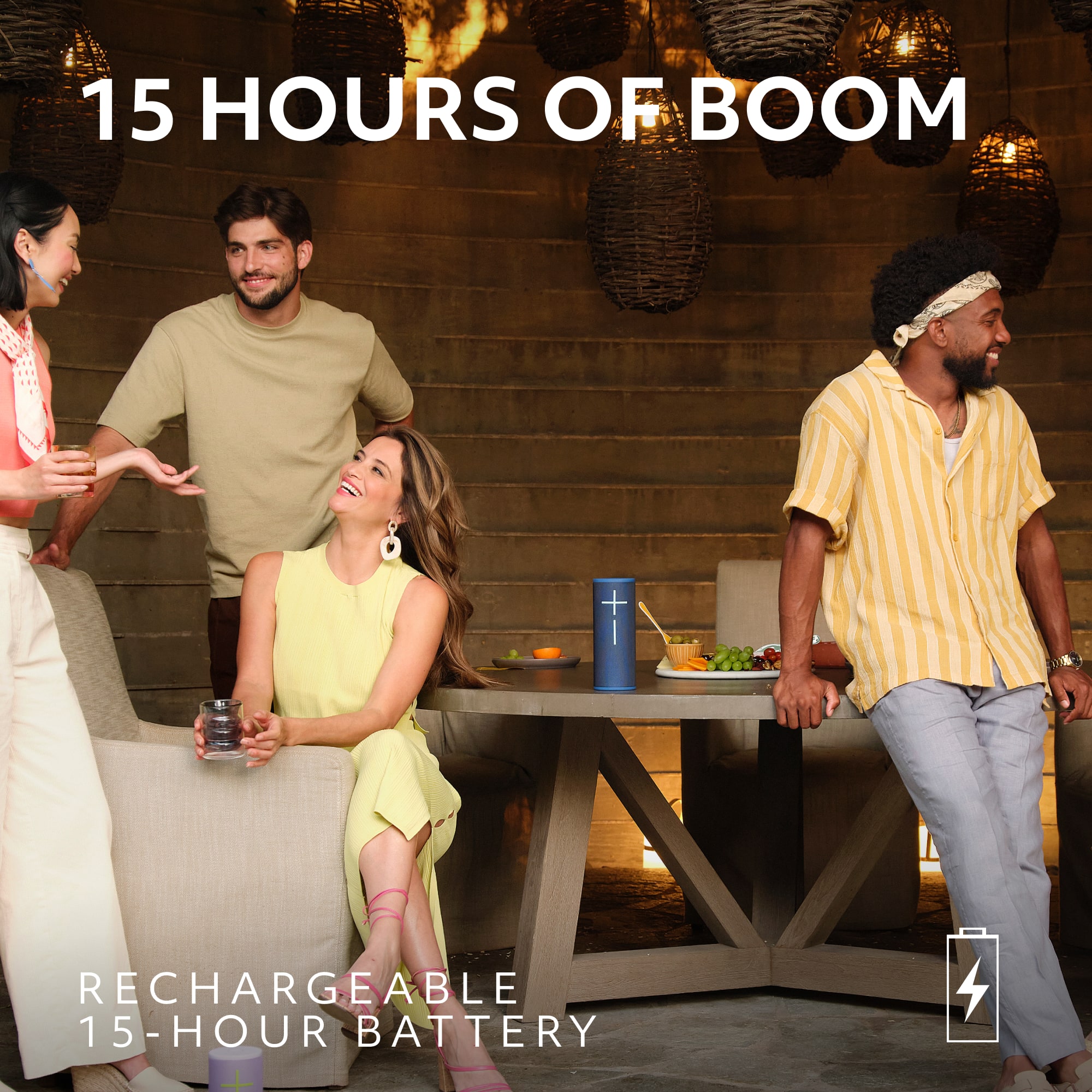 15 Hours of Boom + Rechargeable 15-Hour Battery