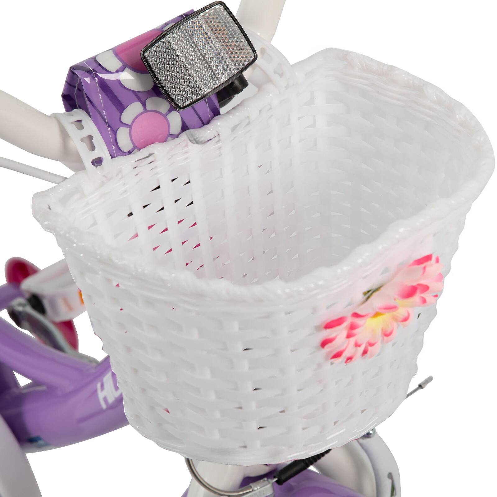 Alt View 8. HILAND - Petal Girls Kids Bike 16 Inch, Toddler Bicycle with Training Wheels & Basket, Kids Bicycle for 4-7 Years Old, Purple - Purple.