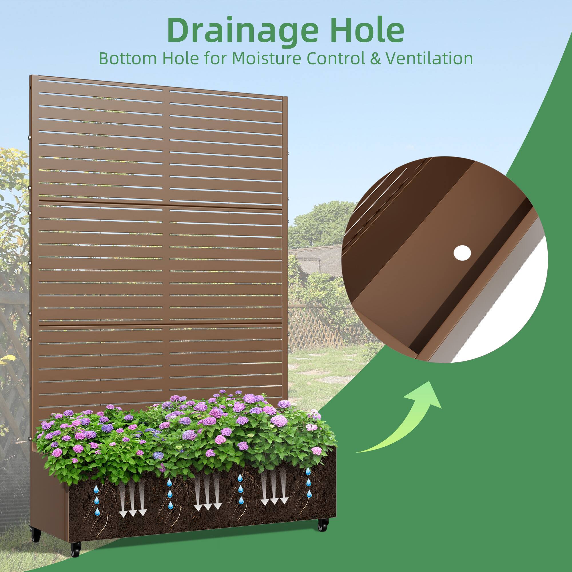 Drainage Hole  
Bottom Hole for Moisture Control & Ventilation