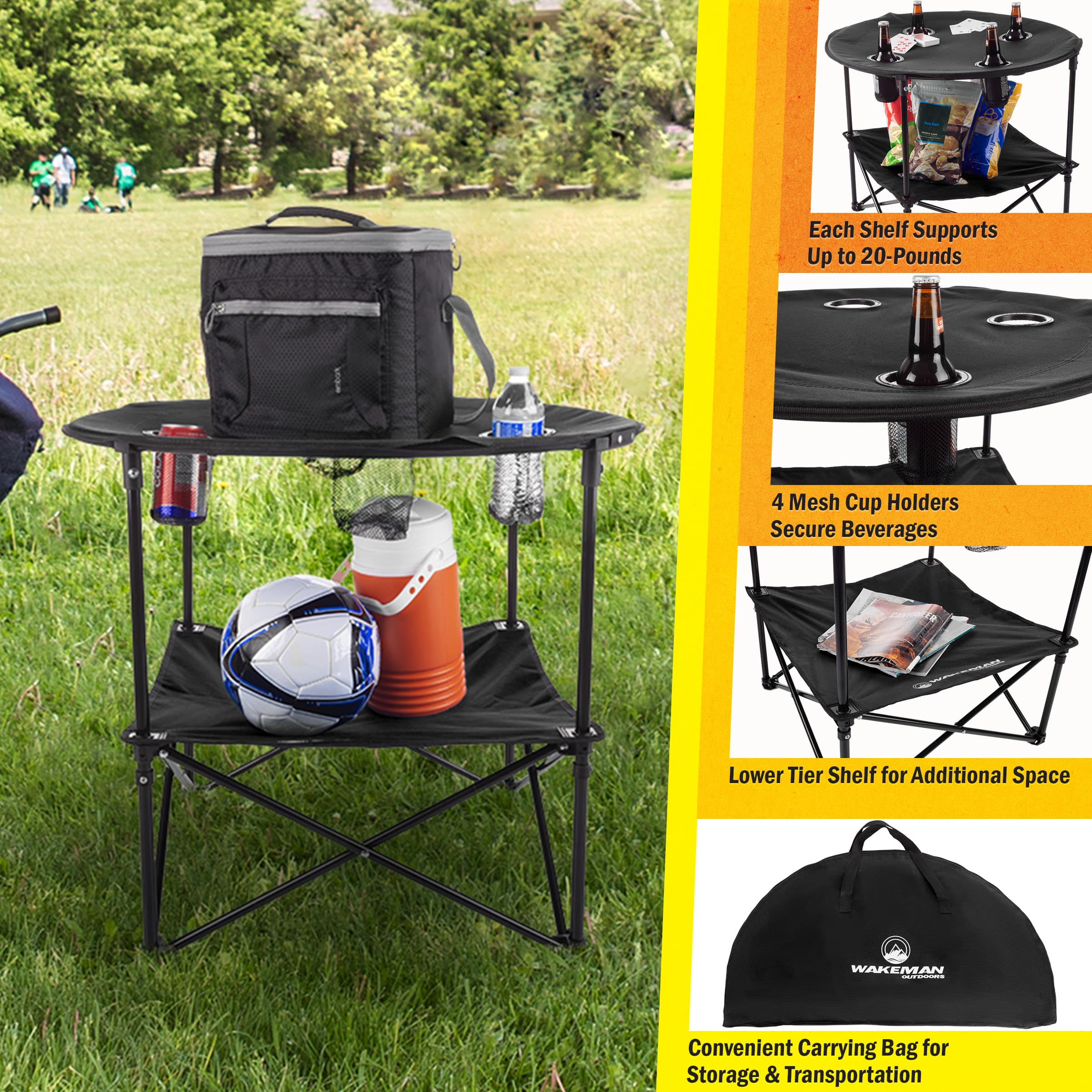 Wakeman Folding Camping Table Black 75-CMP1142 - Best Buy