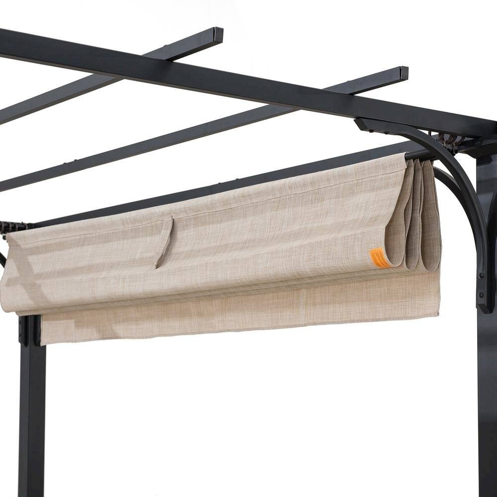 Alt View 1. SUNJOY - Sunjoy Jalen 12 x 9ft Patio Steel Frame Pergola with Retractable Canopy Shade.