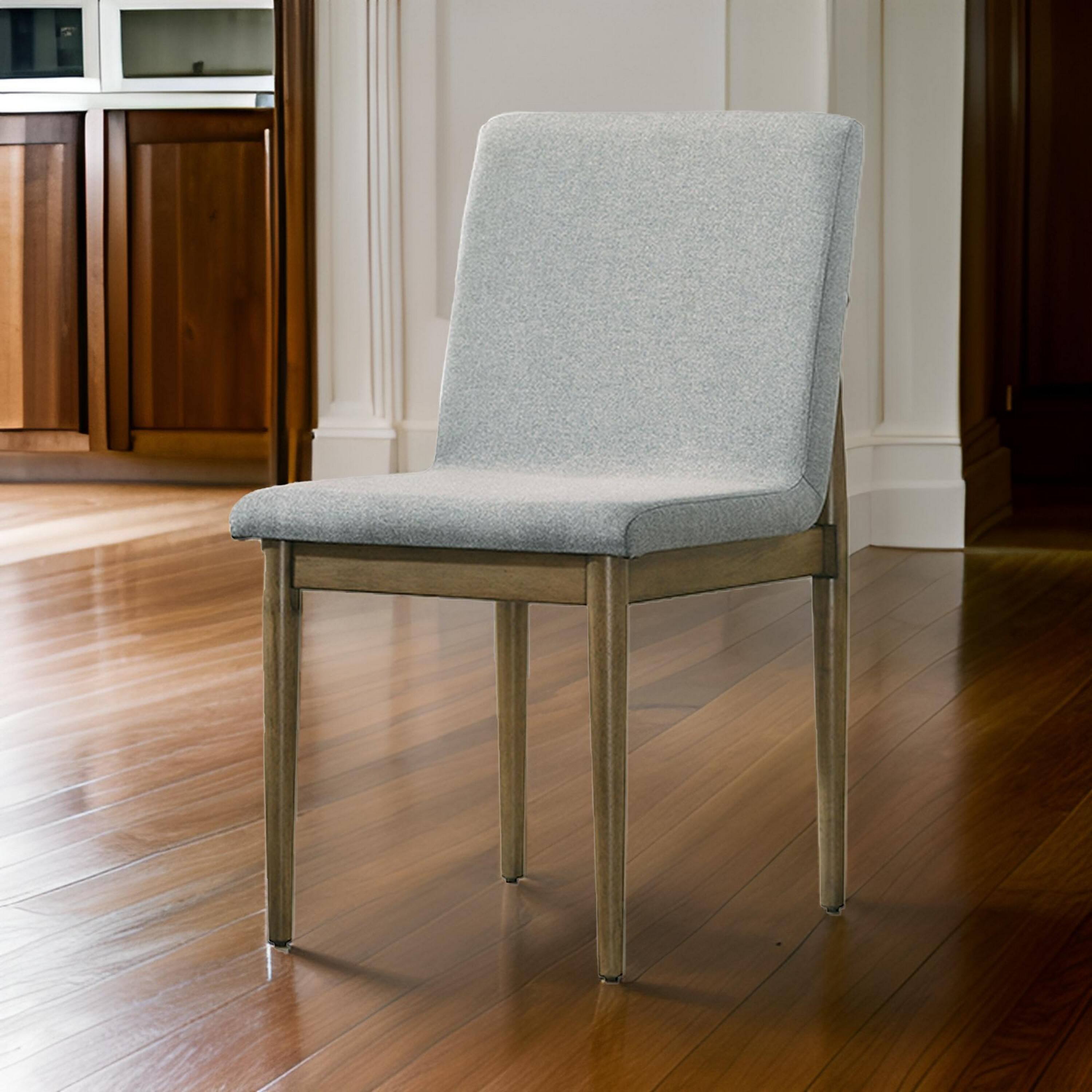 Alt View 5. Manhattan Lane - 19 Inch Dining Chair, Set of 2, Gray Fabric, Parson Style, Cushioned Seat - Gray, Brown.