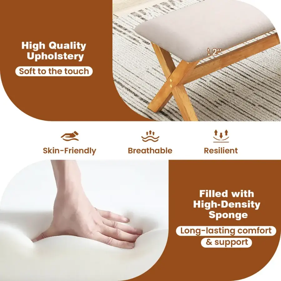High Quality Upholstery: Soft to the touch, 2" Skin-Friendly, Breathable, Resilient, Filled with High-Density Sponge, Long-lasting comfort & support.