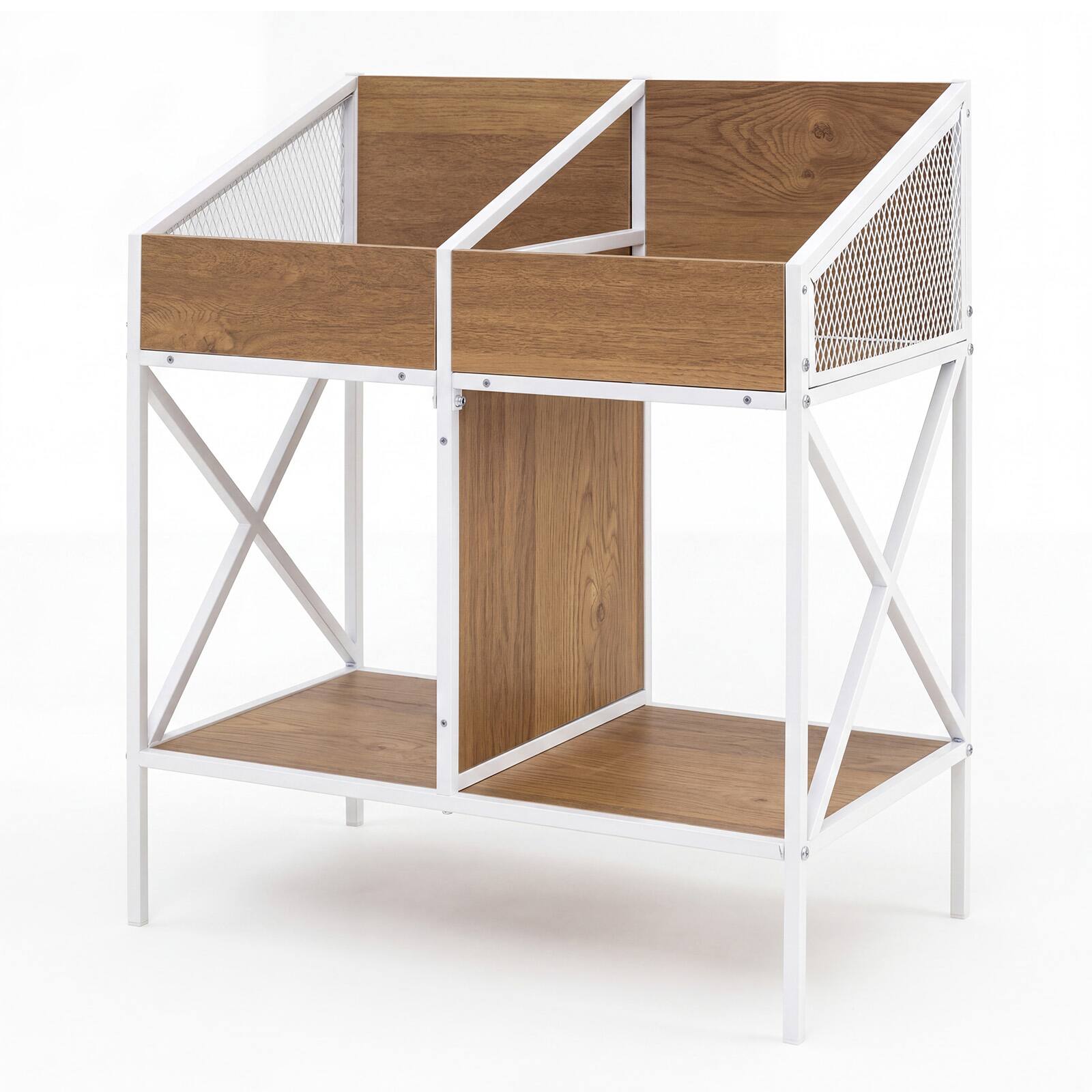 Alt View 9. Costway - Costway 4-Grid Vinyl Record Storage Rack, 2-Tier Display Shelf Holds up to 250 Albums - Natural + White.