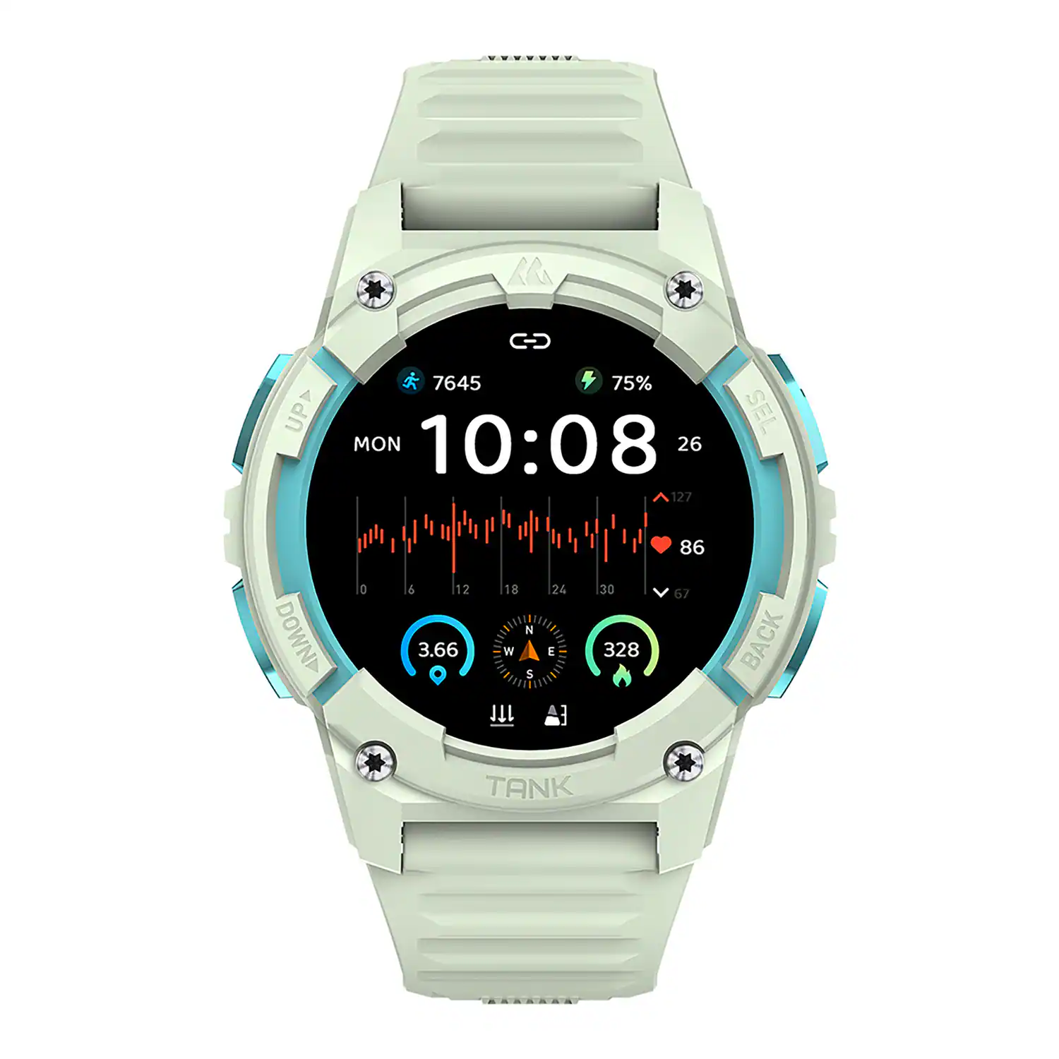 G-D UP 7645 75% MON 10:08 26 127 SEL DOWN 0 6 12 3.66 18 N w S 11 24 E EA A 30 328 86 67 BACK TANK