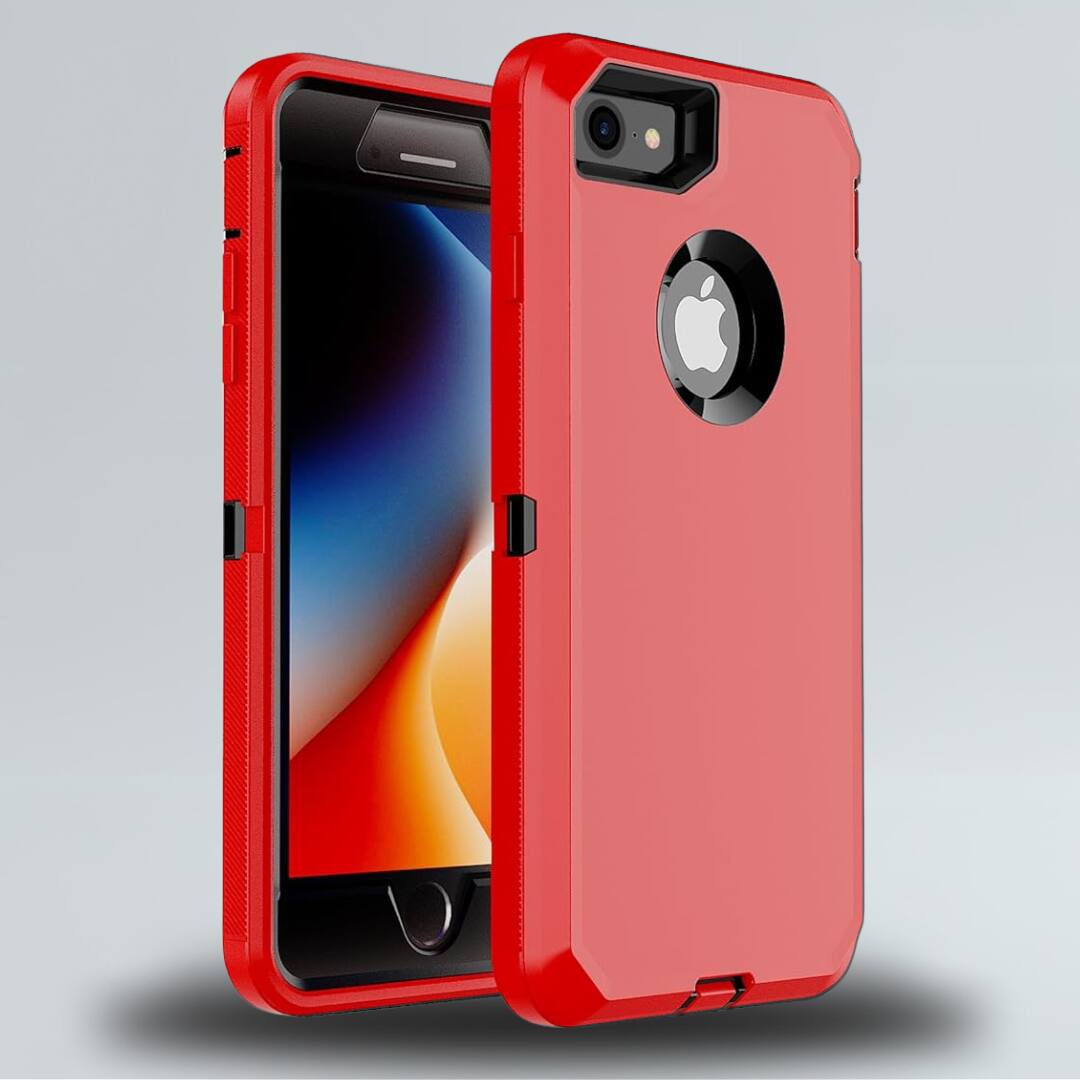 Front. Entronix - Entronix Heavy Duty Phone Case for iPhone 8 Plus and 7 Plus - Ultimate Triple-Layer Protection - Red.