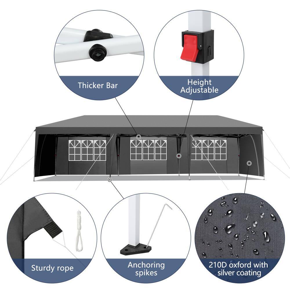 Thicker Bar  
Height Adjustable  
Sturdy rope  
Anchoring spikes  
210D oxford with silver coating