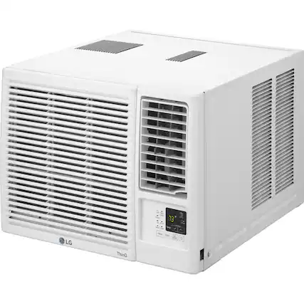Front. LG - 1,000 Sq. Ft. 18,000 BTU Smart Window Air Conditioner with 12,000 BTU Heater - White.