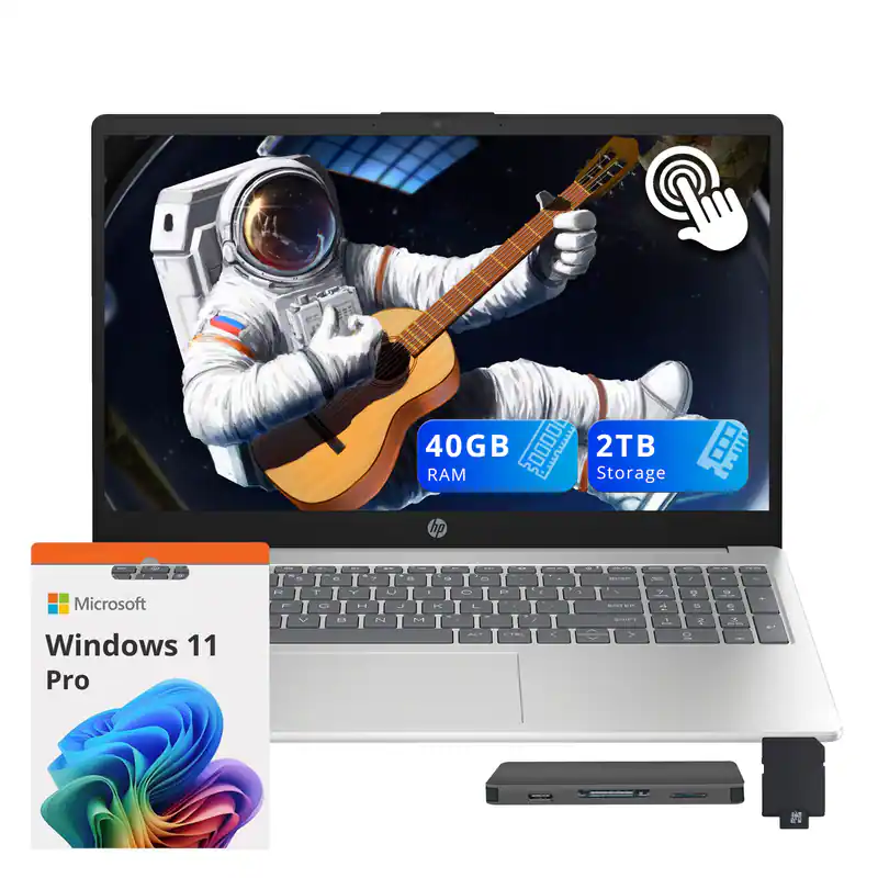HP - 15.6" FHD Touchcreen Laptop,Intel Ultra 5 125H,40GB DDR5,1TB SSD+1TB Dock Set,Intel Arc Graphics,Win 11 Pro - Silver