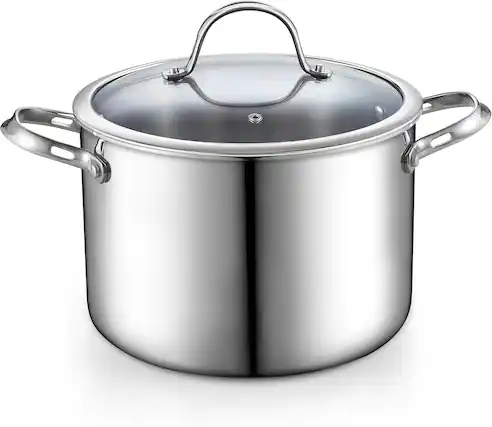 Front. Cooks Standard - Multi-Ply Clad 8qt S/S Stock Pot W/Glass Lid Tri-Ply Soup Pot for Boiling,Stews, Sauces,Induction Dishwasher & Oven Safe - stainless steel.