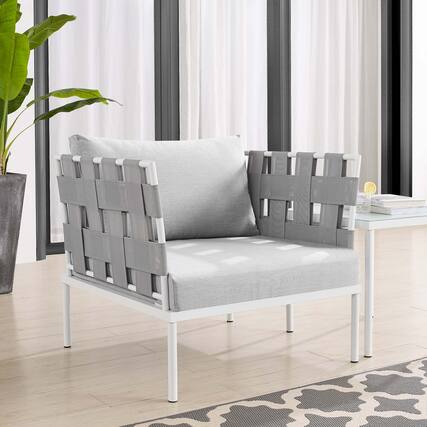 Front. Modway - Harmony Sunbrella® Outdoor Patio Aluminum Armchair by Modway - Gray Gray.