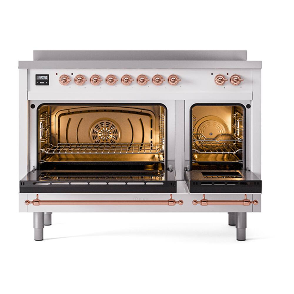 Alt View 1. ILVE - ILVE Nostalgie II 48 inch Induction Range with 6 Induction Elements (White) - White.