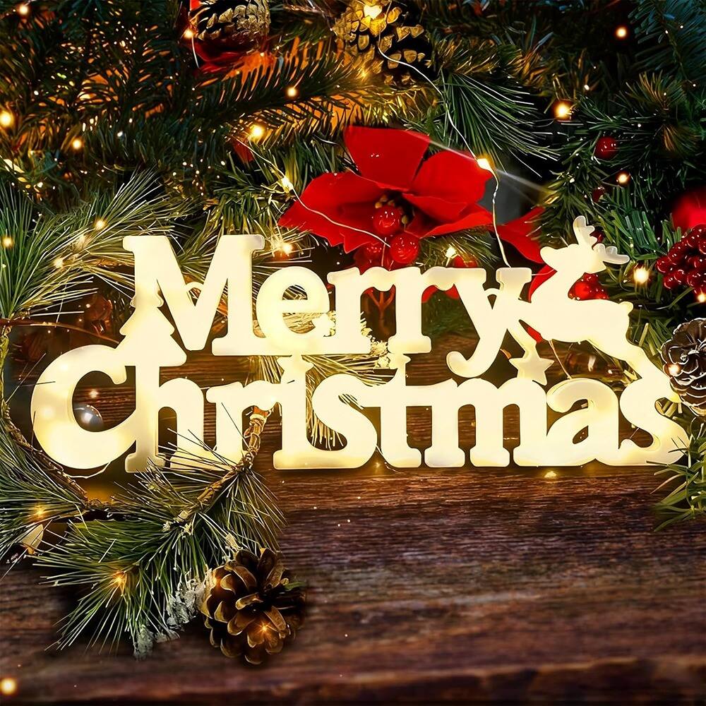 Schertz - Merry Christmas LED Sign – Wall, Door, Porch Decoration, Indoor/Outdoor - multicolor