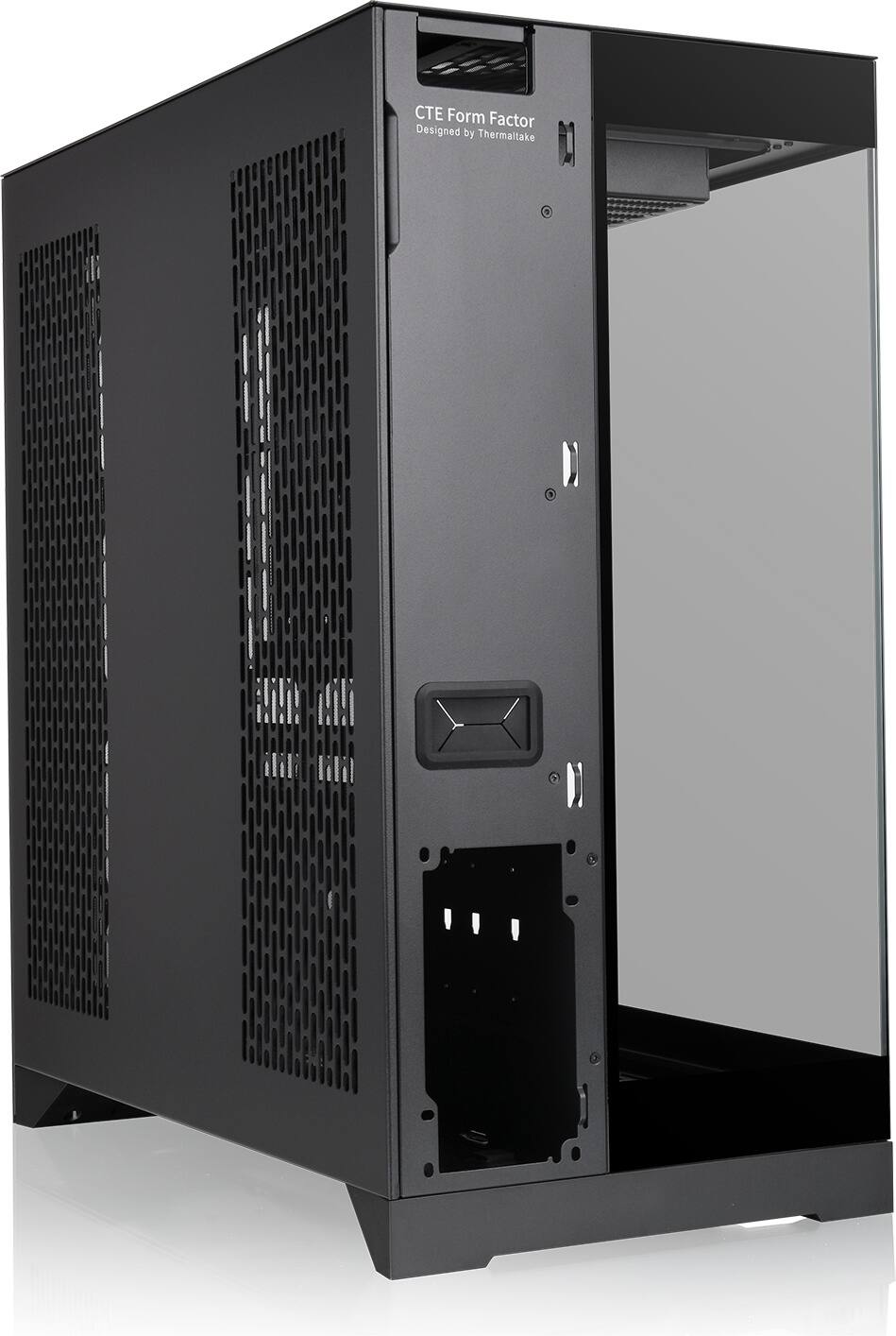 The text on the image reads "CTE Form Factor Designed by Thermaltake Mili." This text is grouped and corrected as follows:

"CTE Form Factor Designed by Thermaltake Mili."