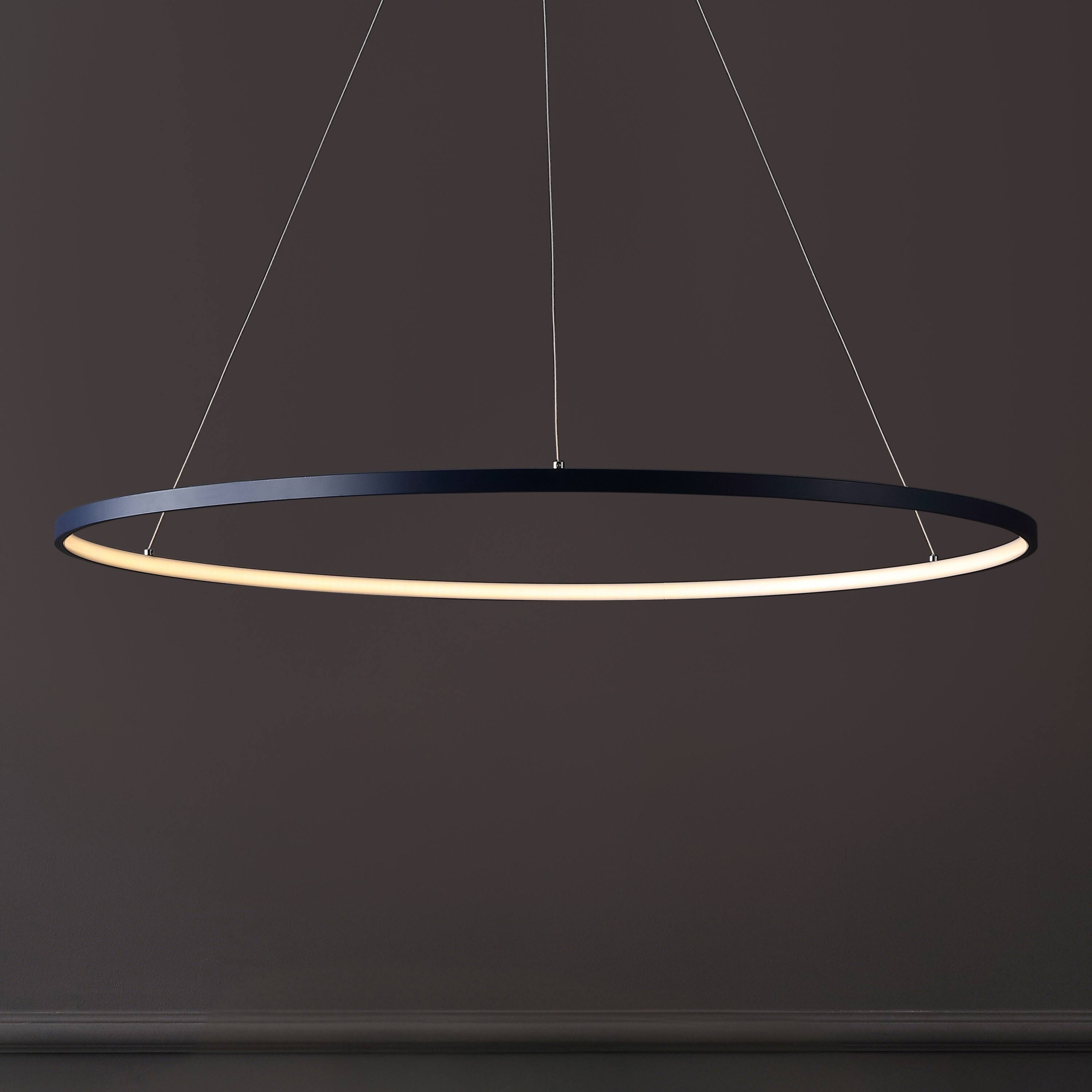 Alt View 1. Jonathan Y - Brice 35" Modern Contemporary Metal Round Dimmable Integrated LED Pendant, Navy - Navy.