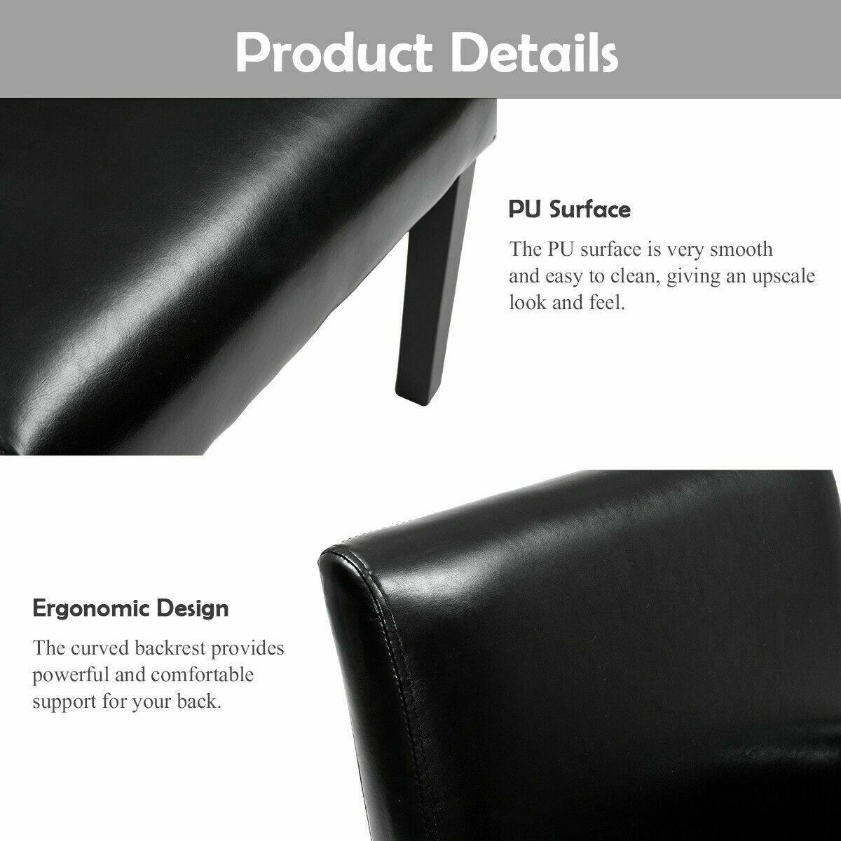 Product Details
PU Surface
The PU surface is very smooth and easy to clean, giving an upscale look and feel.
Ergonomic Design
The curved backrest provides powerful and comfortable support for your back.