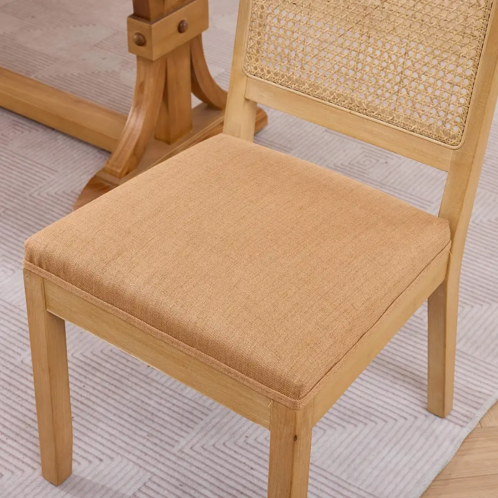 Alt View 8. Loheer - Loheer Rattan Dining Chairs Set of 2 Farmhouse Kitchen Chairs Tan - Tan.