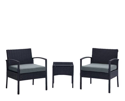 Front. Manhattan Comfort - Noli Modern 3-Piece Patio Conversation Set - Black and Gray.