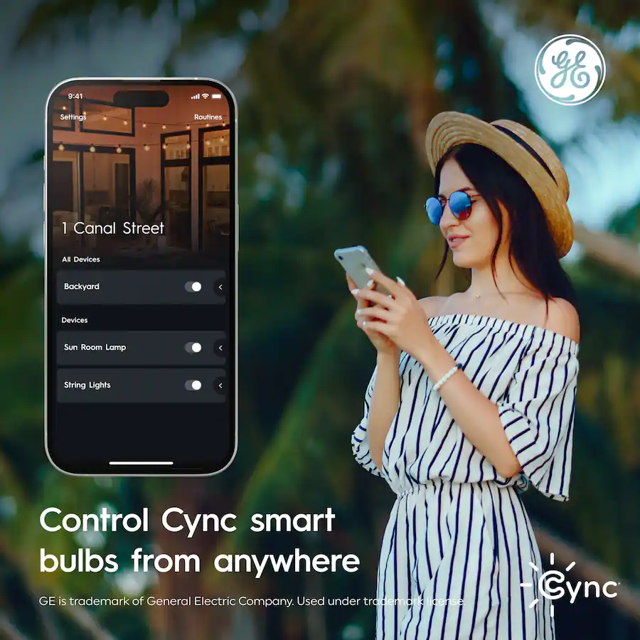 GE - Cync ST19 Smart LED Bulb Matter Compatible - Color Changing - Full Color