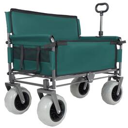 Mondawe - 3-in-1 500lbs Convertible Folding Wagon Utility Carts - Bench Seat w/ 180L Capacity, All-Terrain Wheels - Green