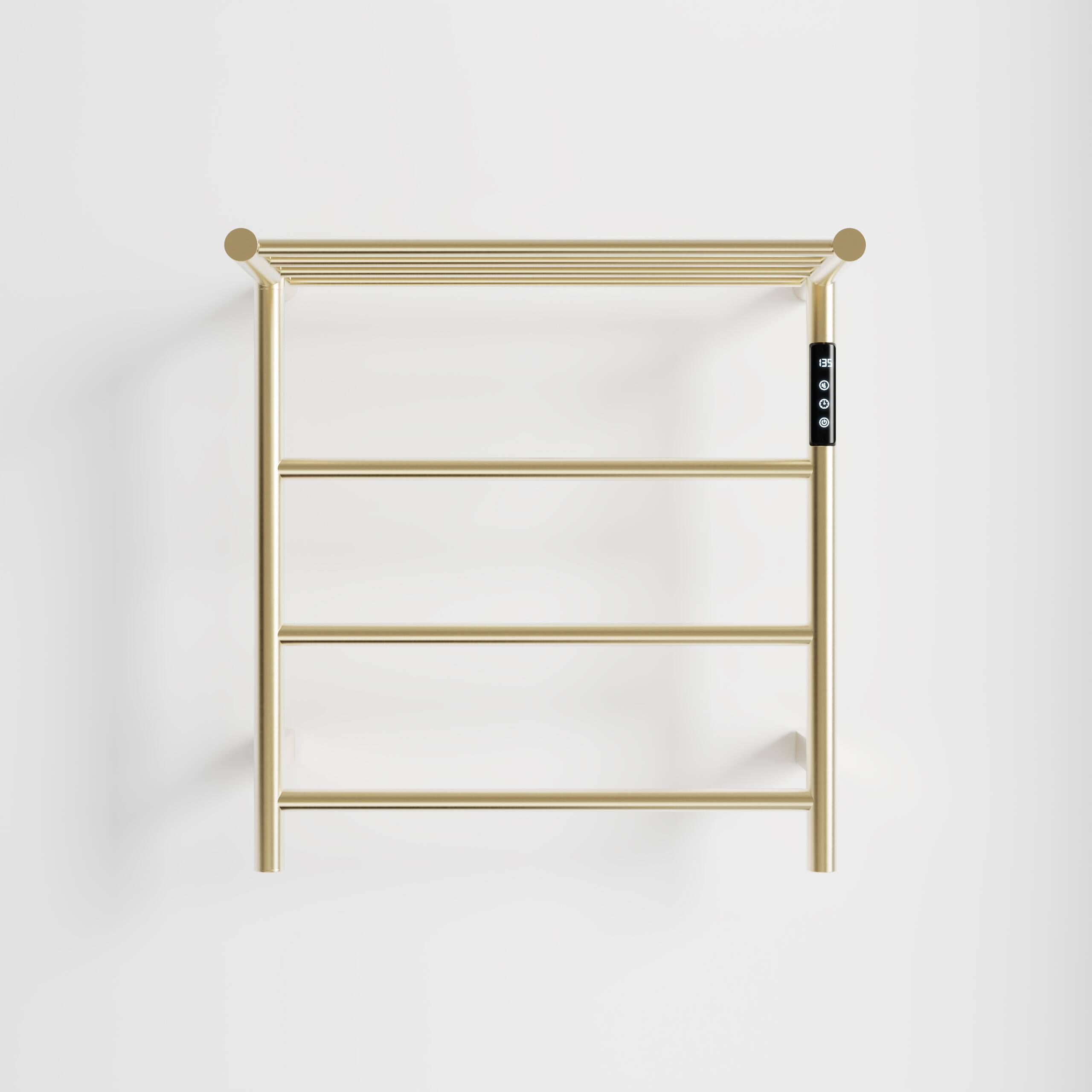 Front. COWLOWN - Heated Towel Rack w Top Shelf 3-Bar Wall Mounted Warmer Touch Timer 304 Stainless Steel Plug-in Hard-Wired - Stainless Steel Finish (Silver).