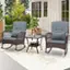 Alt View 1. Costway - 3 PCS Patio Rocker Set Outdoor Wicker Rocking Chairs with Double-Layer Coffee Table - Gray.