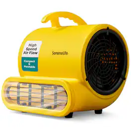 SereneLife - Air Mover High-Performance Portable Blower, 3-Speed Blower Fan 1000 CFM Air Dryer with Adjustable Tilt - Yellow