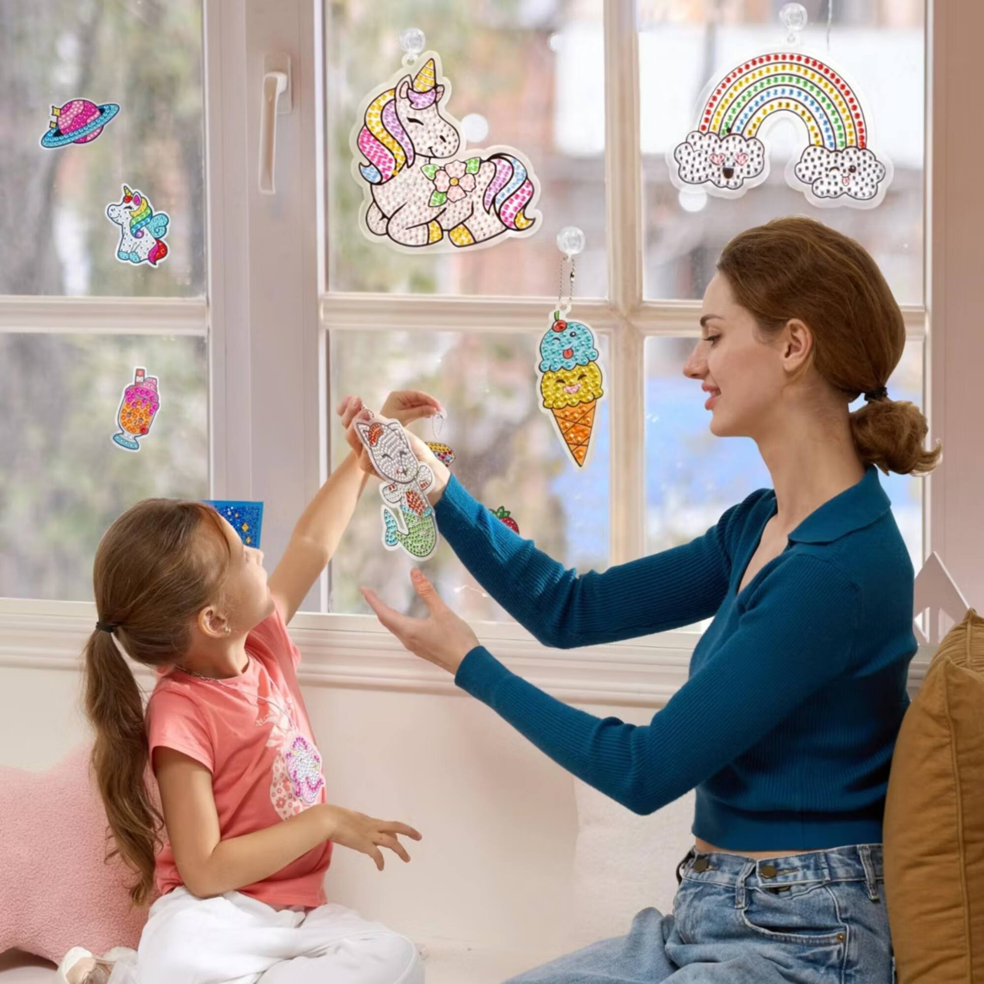 Alt View 4. Joyfy - 16 Projects Big Gem Art, 5D Gem Painting Activities Kits for Kids, Diamond Arts And Crafts, Birthday Gift for Girls 6-12.